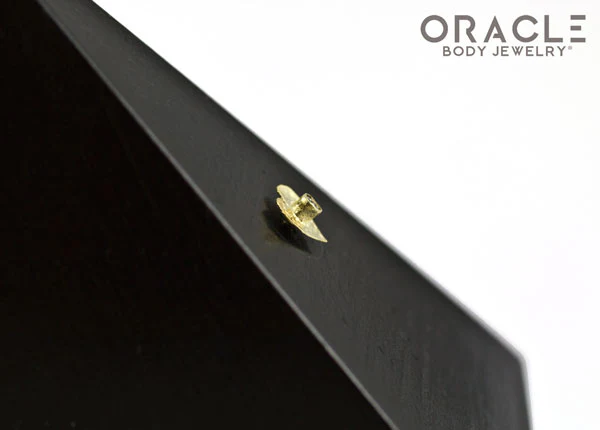 14k Hammered Heart with Diamond Threadless Gold End - Image 4