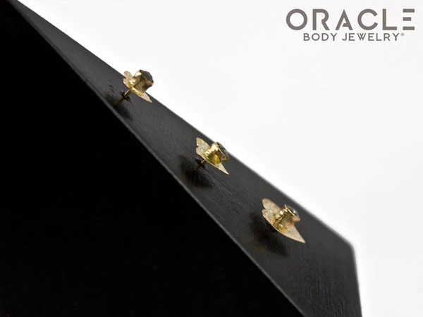 14k Hammered Heart with Rough Diamond Threadless Gold End - Image 4