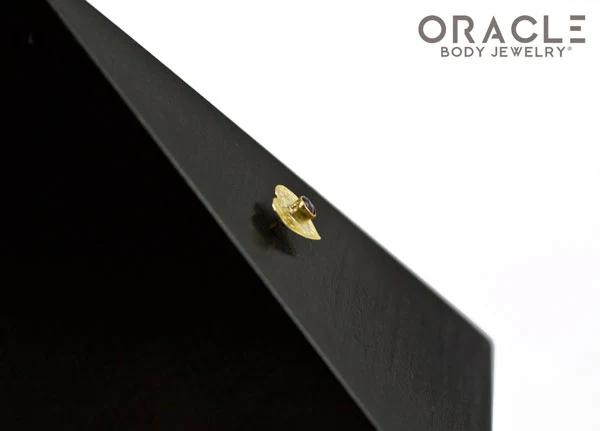 14k Hammered Heart with Ruby Threadless Gold End - Image 4