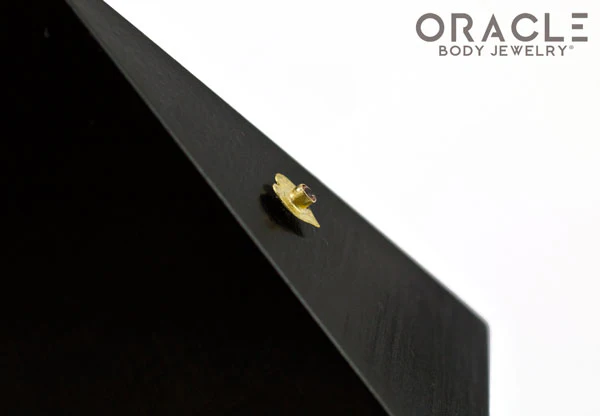14k Hammered Heart with Sapphire Threadless Gold End - Image 4