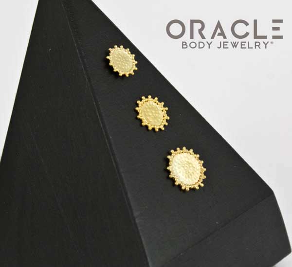 14k Hammered Nova Threadless Gold End - Image 3