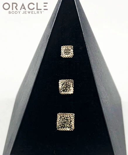 14k Hammered Square Threadless Gold End - Image 2