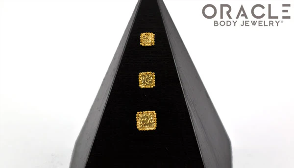 14k Hammered Square Threadless Rose Gold End - Image 2
