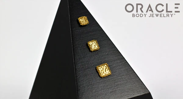14k Hammered Square Threadless Rose Gold End - Image 3