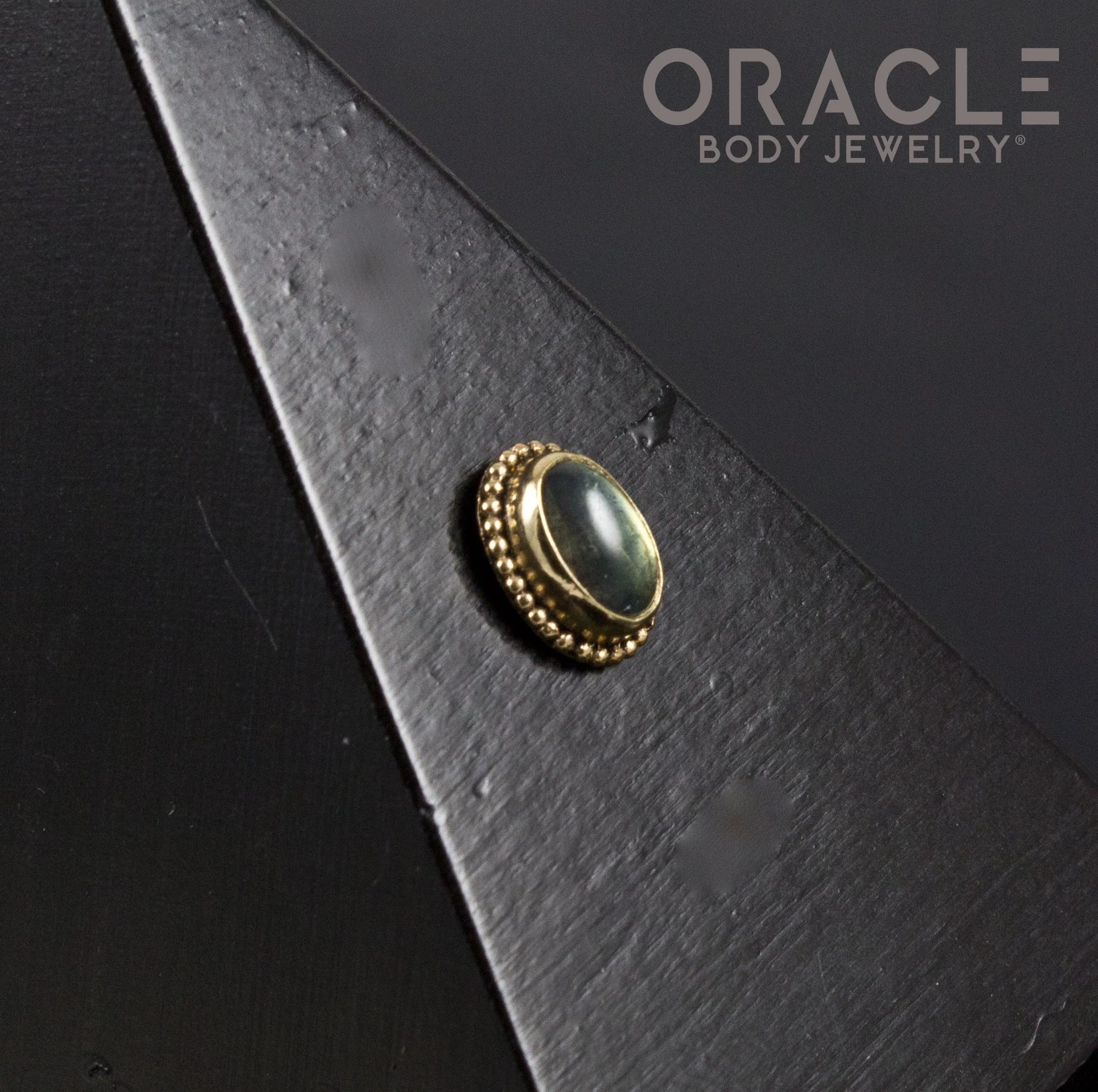 14k Labradorite Threadless Gold End - Image 2