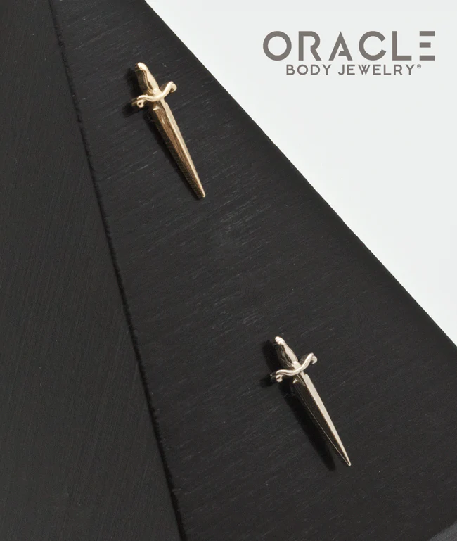 14k Long Dagger Threadless Gold End - Image 2