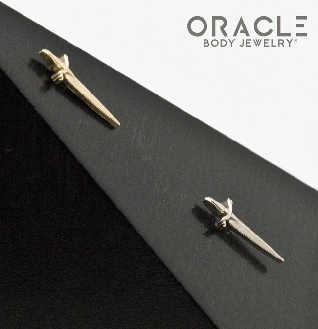 14k Long Dagger Threadless Gold End - Image 3