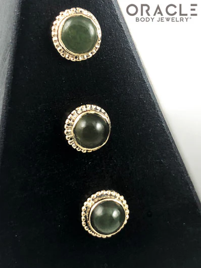 14k Nephrite Jade Threadless Gold End - Image 4