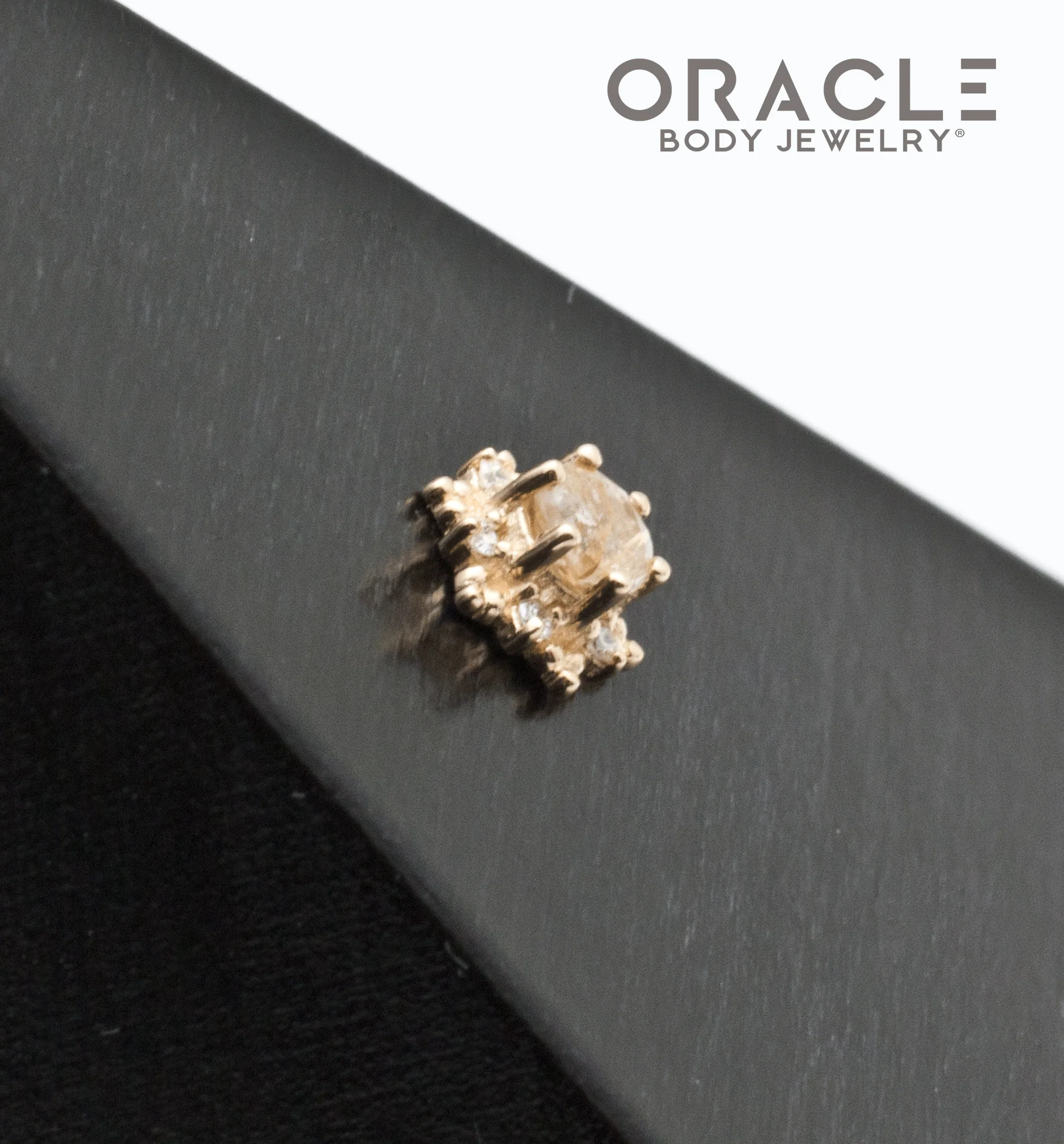 14k North Star Rutilated Quartz and Diamonds Threadless End - Image 3
