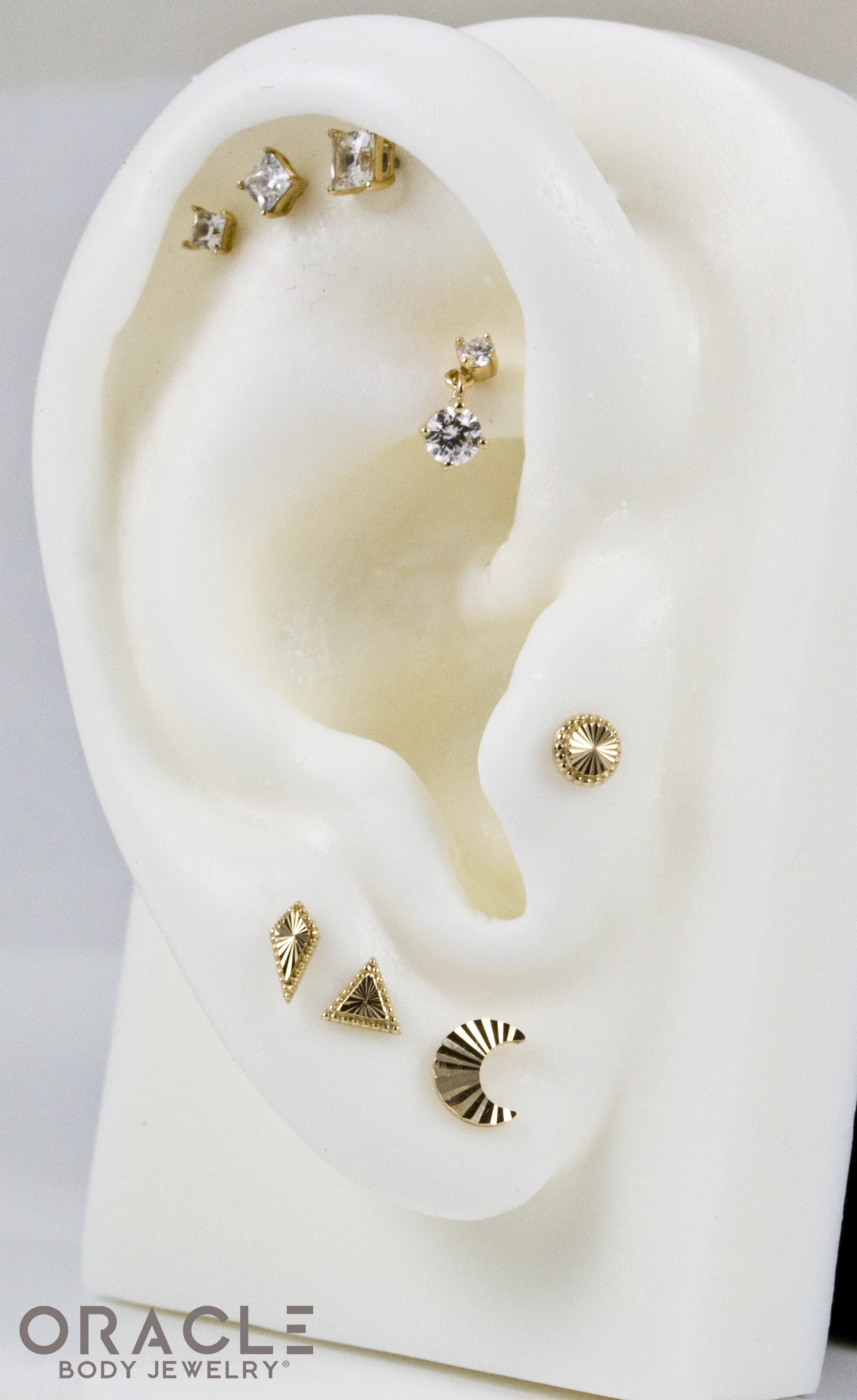 14k Rippled Moon Threadless End - Image 4