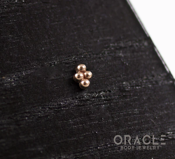 14k Rose Gold 4 Bead Mini Cluster Threadless End - Image 2