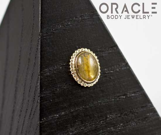 14k Rutilated Quartz Oval Threadless Gold End - Image 3