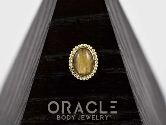 14k Rutilated Quartz Oval Threadless Gold End - Image 2