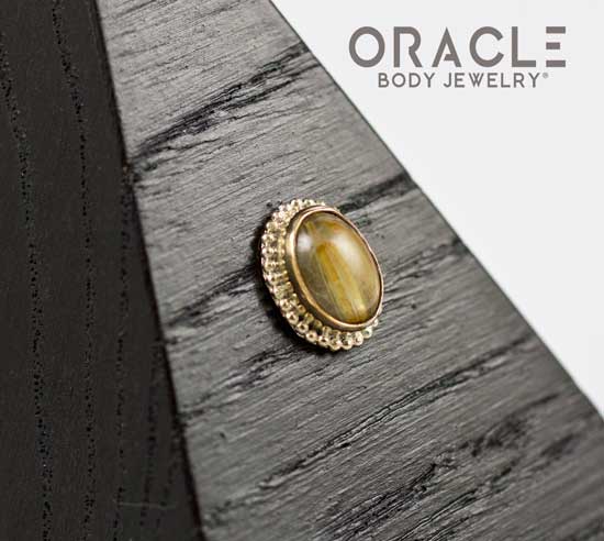 14k Rutilated Quartz Oval Threadless Gold End - Image 3