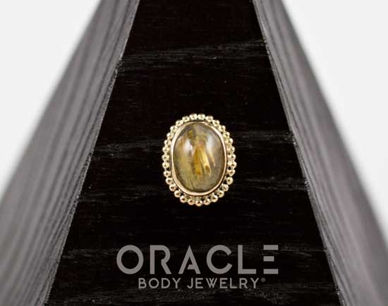 14k Rutilated Quartz Oval Threadless Gold End - Image 2