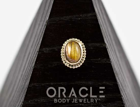 14k Rutilated Quartz Oval Threadless Gold End - Image 2