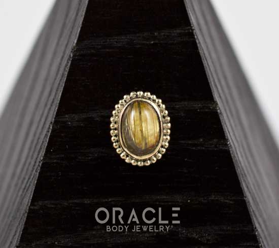 14k Rutilated Quartz Oval Threadless Gold End - Image 2