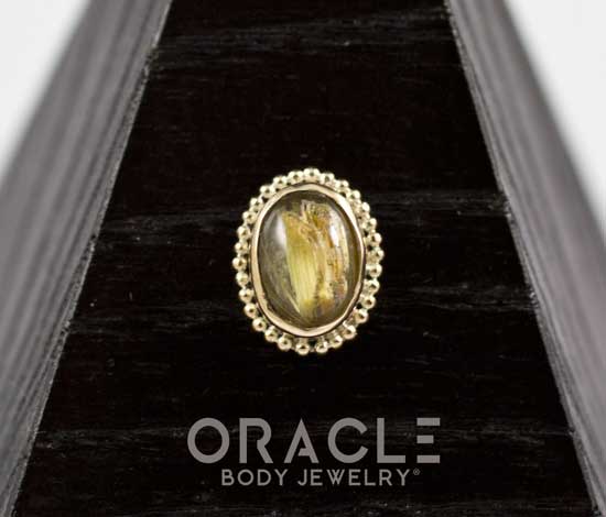 14k Rutilated Quartz Oval Threadless Gold End - Image 2