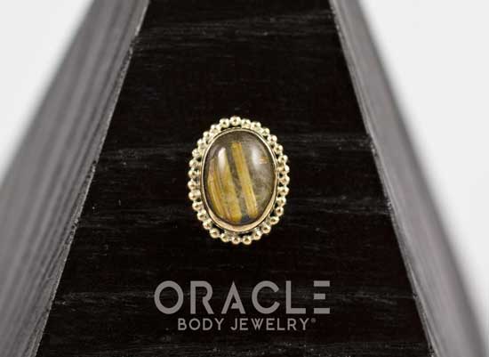 14k Rutilated Quartz Oval Threadless Gold End - Image 2