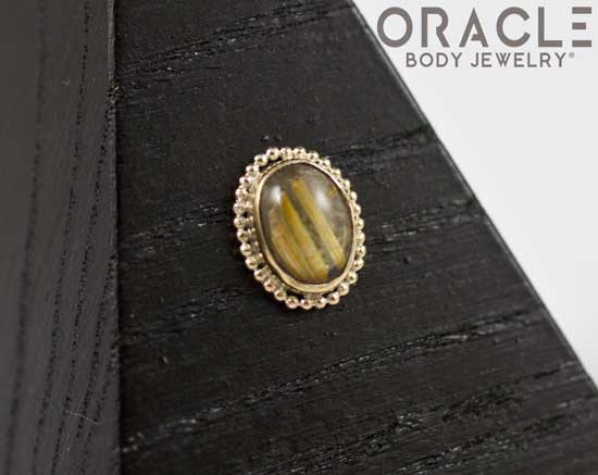 14k Rutilated Quartz Oval Threadless Gold End - Image 3