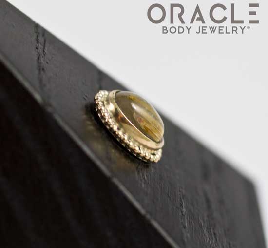 14k Rutilated Quartz Oval Threadless Gold End - Image 4
