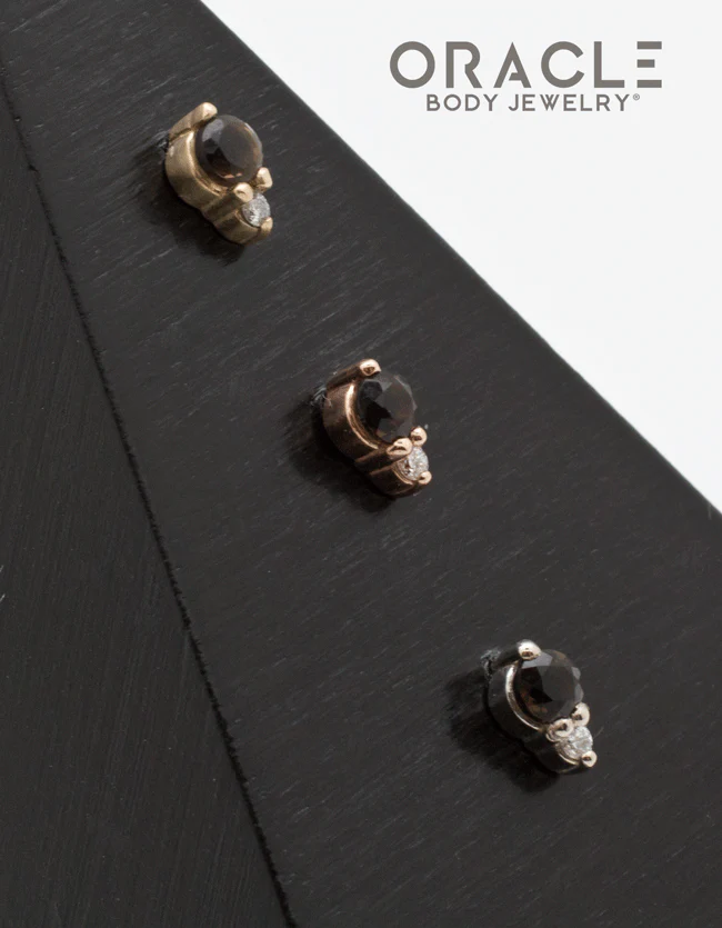 14k Smoky Quartz with Diamond Threadless End - Image 2