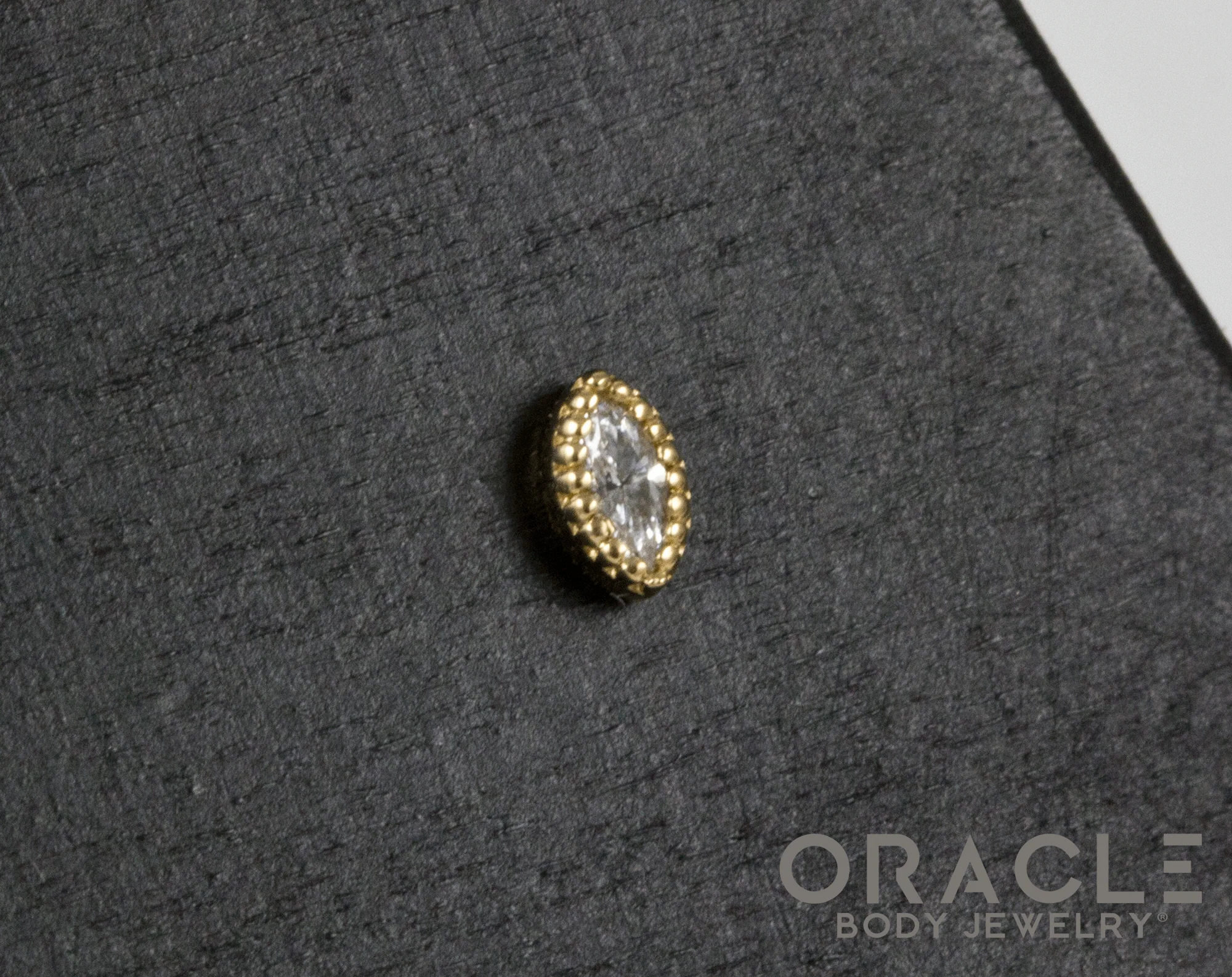 14k Textured Marquise Diamond Threadless End - Image 2