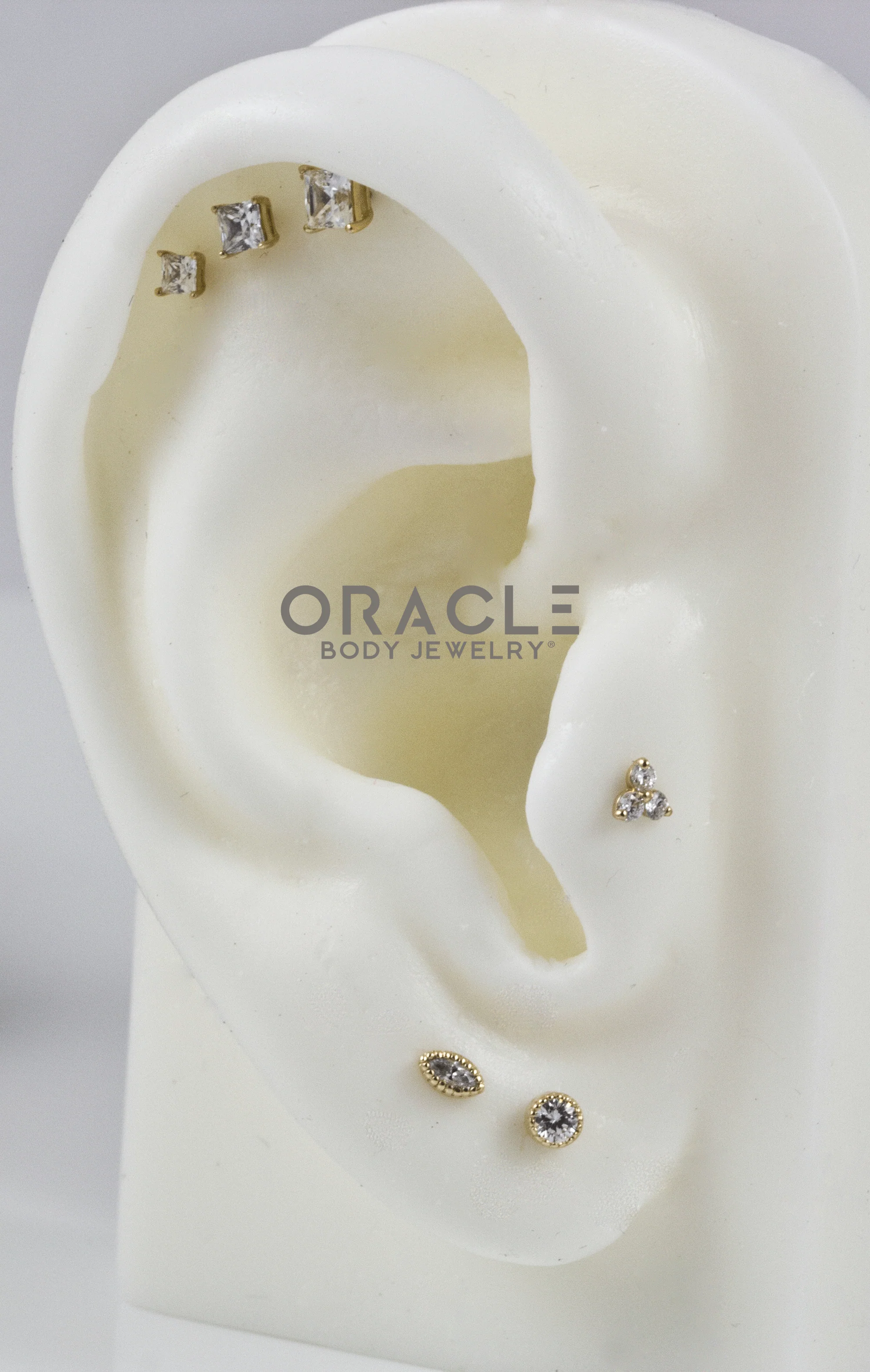 14k Textured Marquise Diamond Threadless End - Image 4