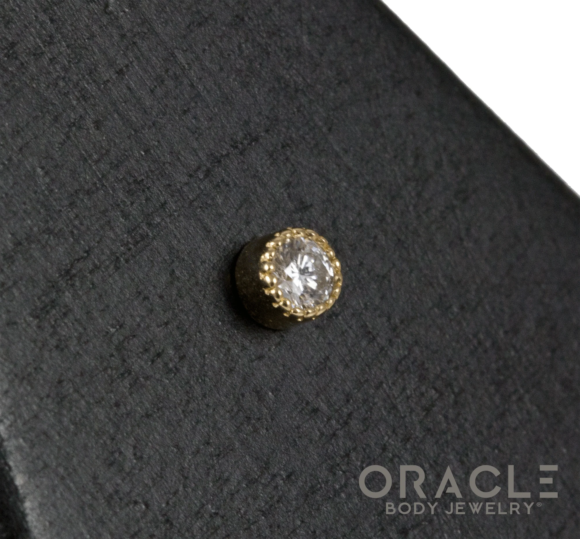 14k Textured Round Diamond Threadless End - Image 2