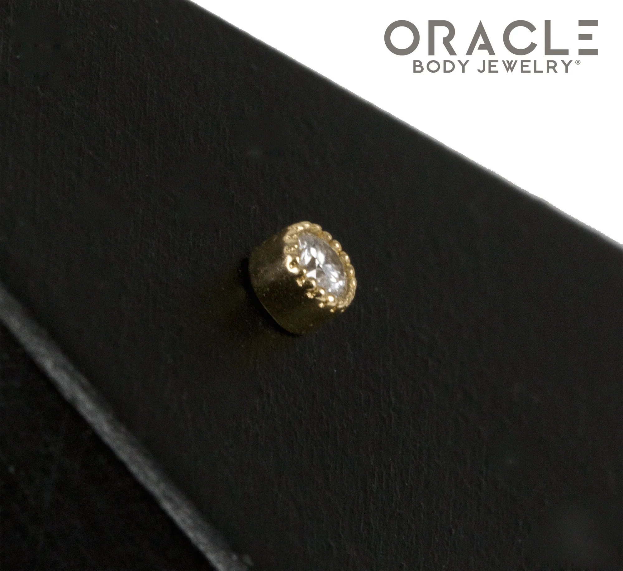 14k Textured Round Diamond Threadless End - Image 3