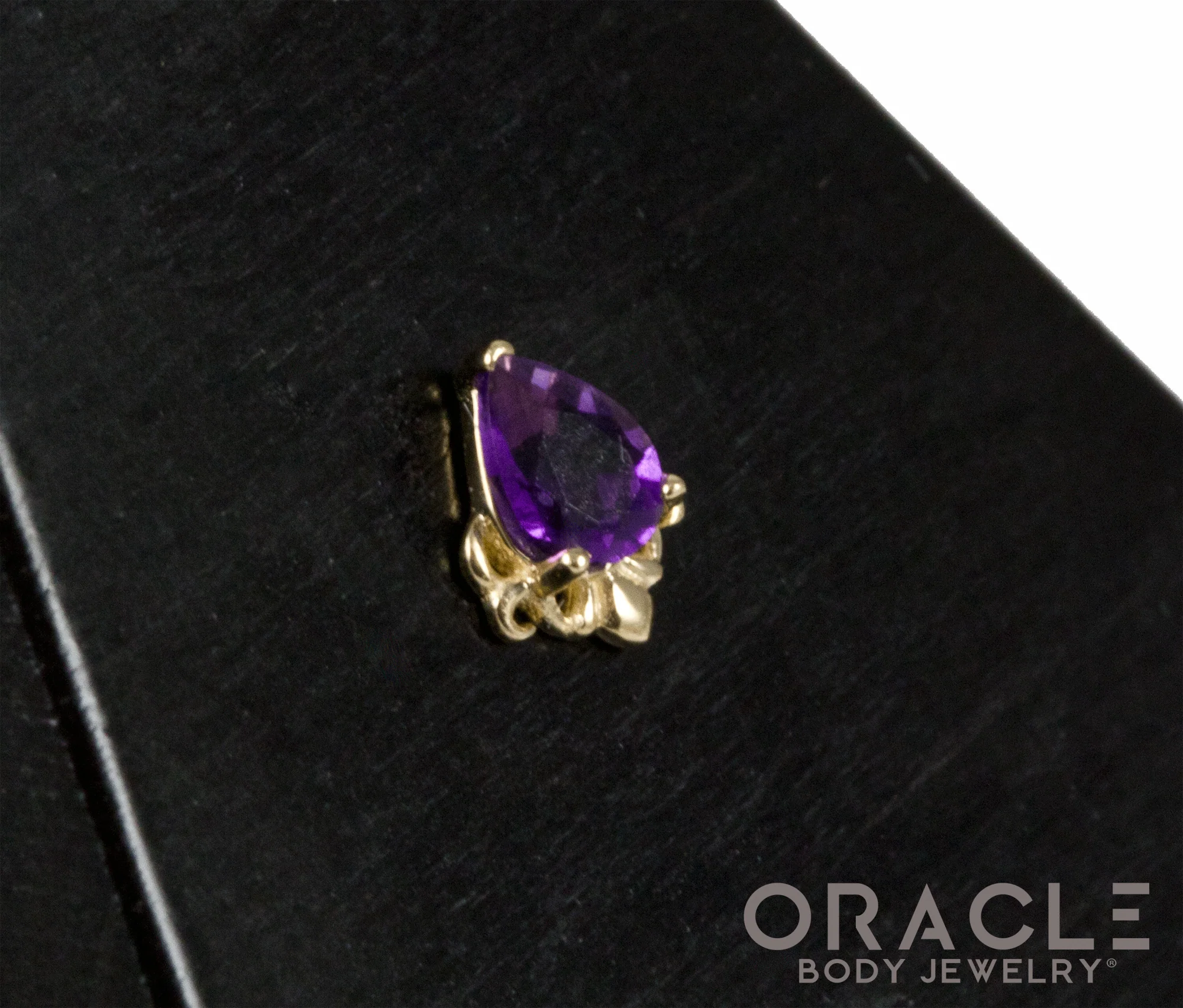 14k Deco with Amethyst Threadless End - Image 2