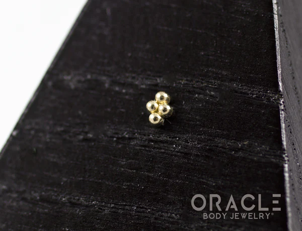14k Yellow Gold 4 Bead Mini Cluster Threadless End - Image 3