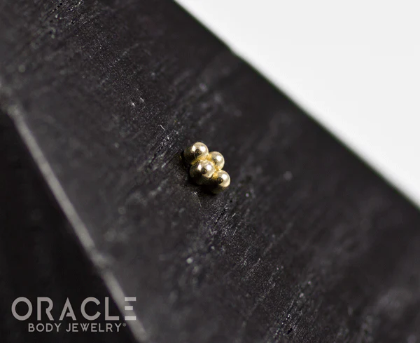 14k Yellow Gold 4 Bead Mini Cluster Threadless End - Image 4