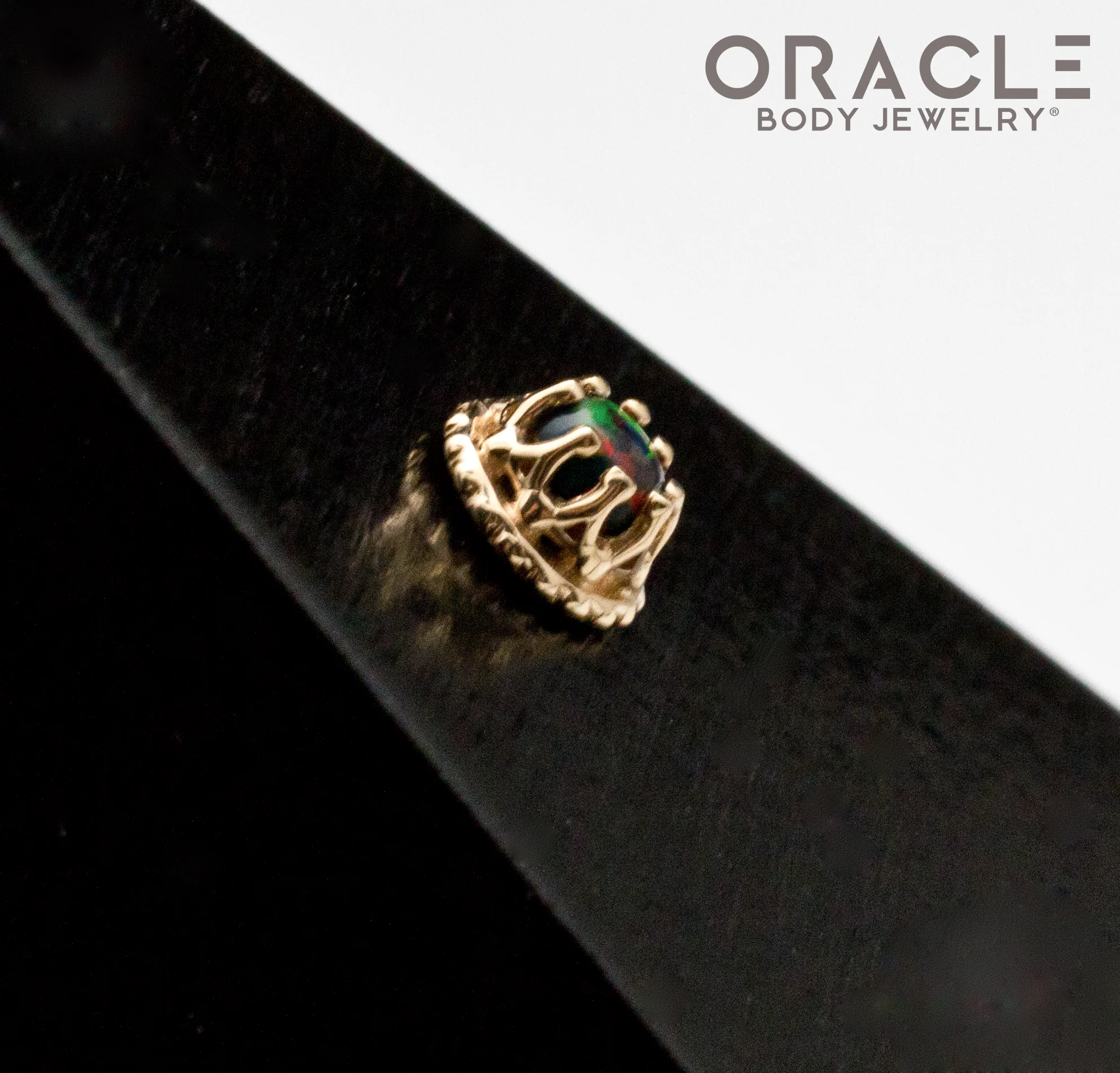 14k Yellow Gold Black Opal Empress Threadless End - Image 3