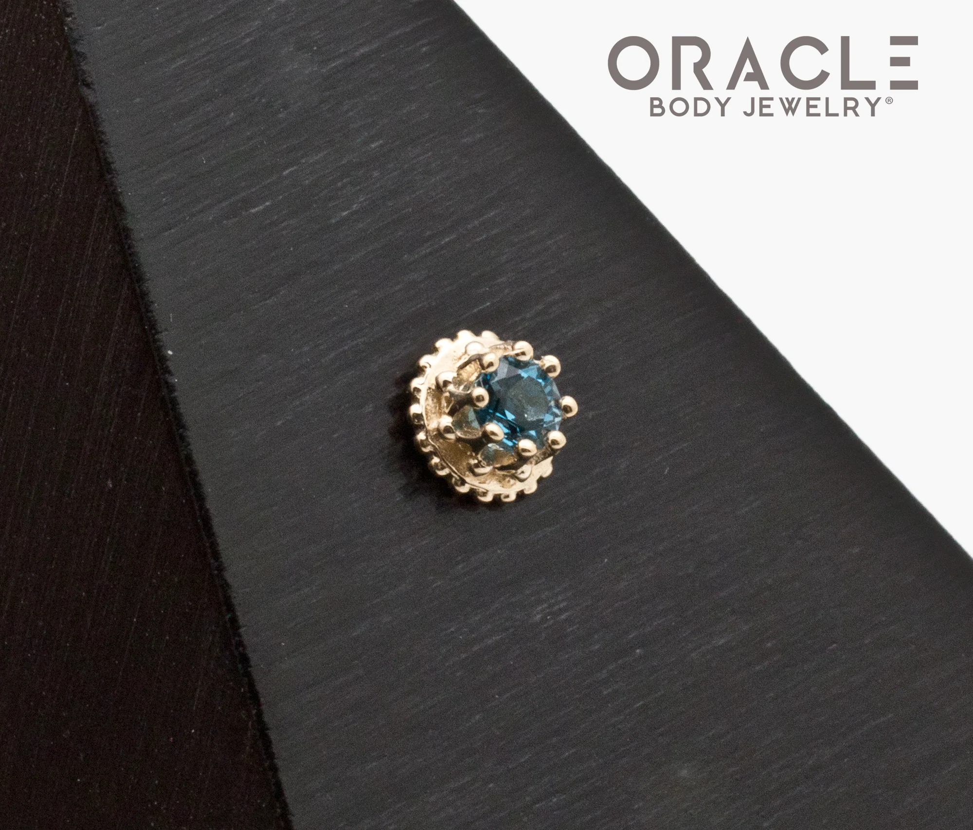 14k Yellow Gold London Blue Topaz Empress Threadless End - Image 2