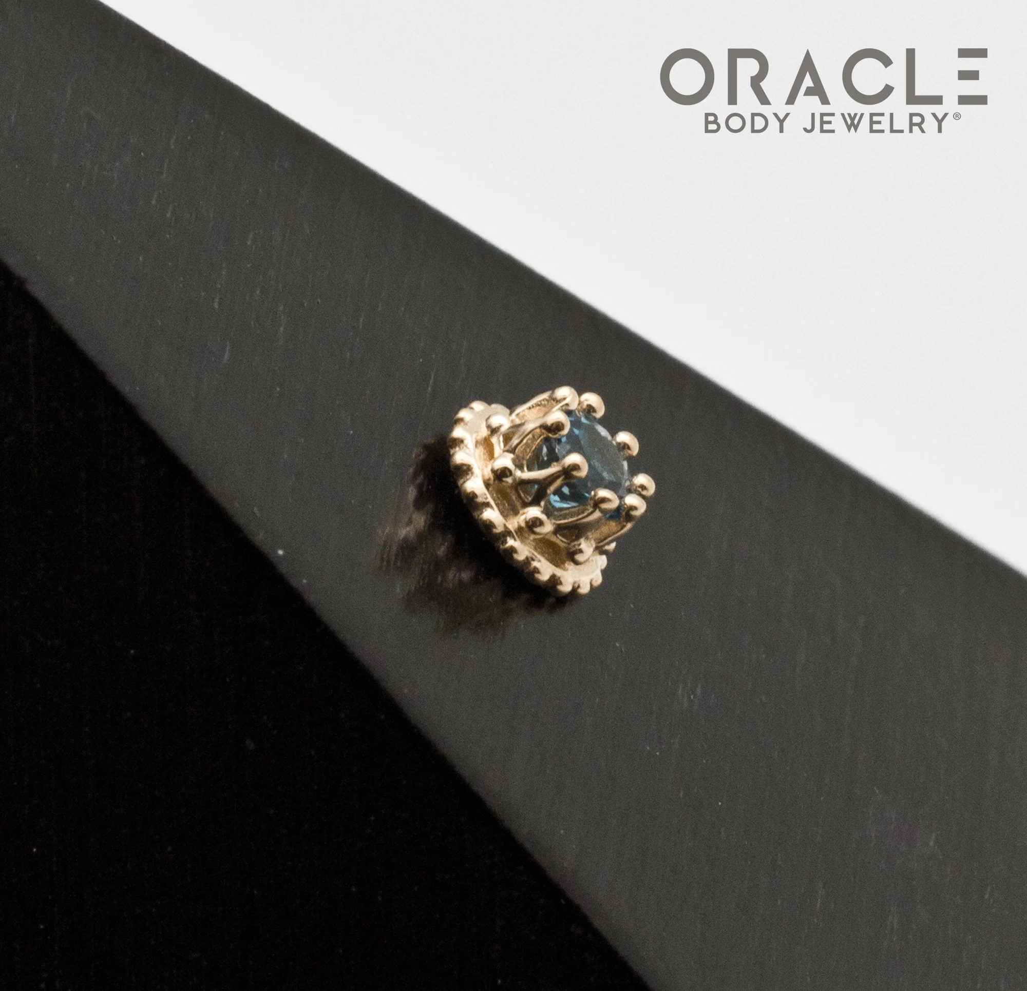 14k Yellow Gold London Blue Topaz Empress Threadless End - Image 3
