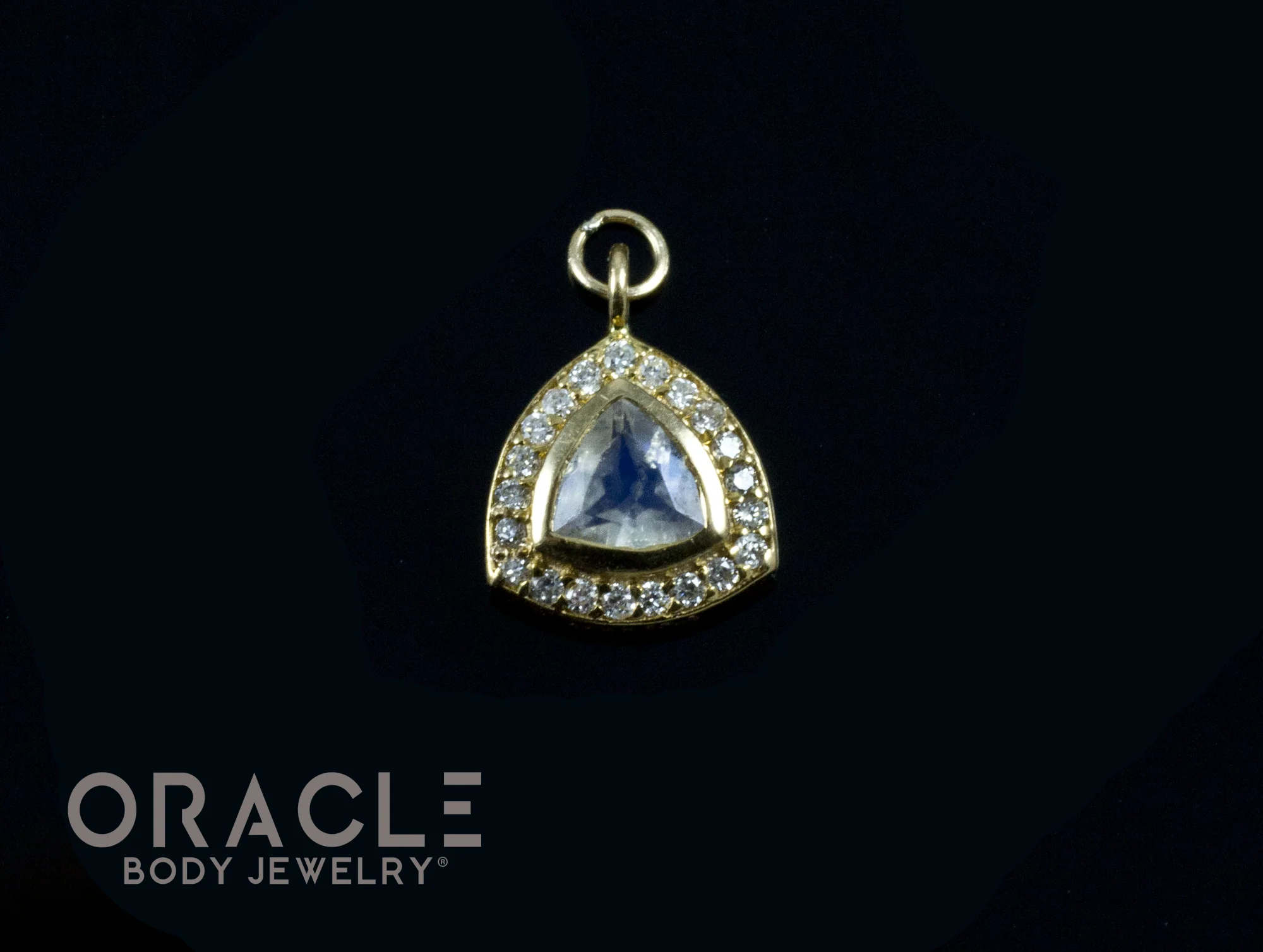 14k Yellow Gold Moonstone with Diamonds Charm - Image 2