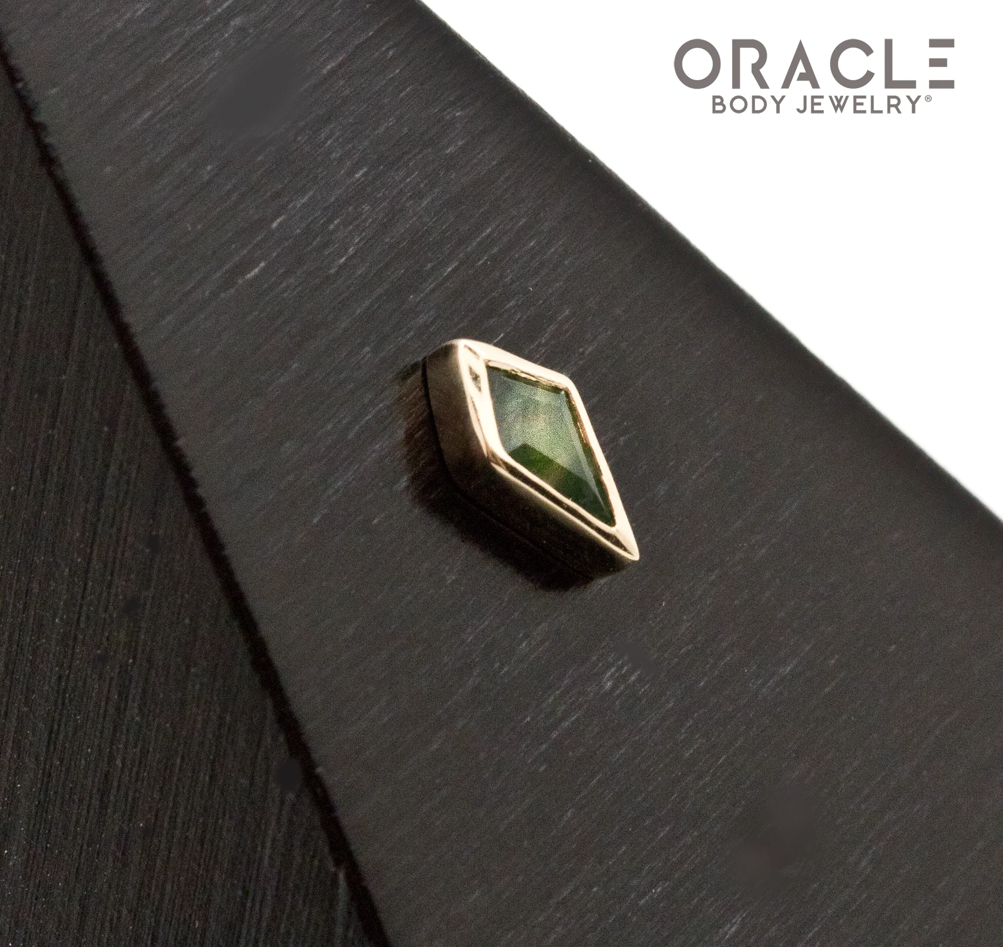 14k Yellow Gold Moss Agate Drift Threadless End - Image 2