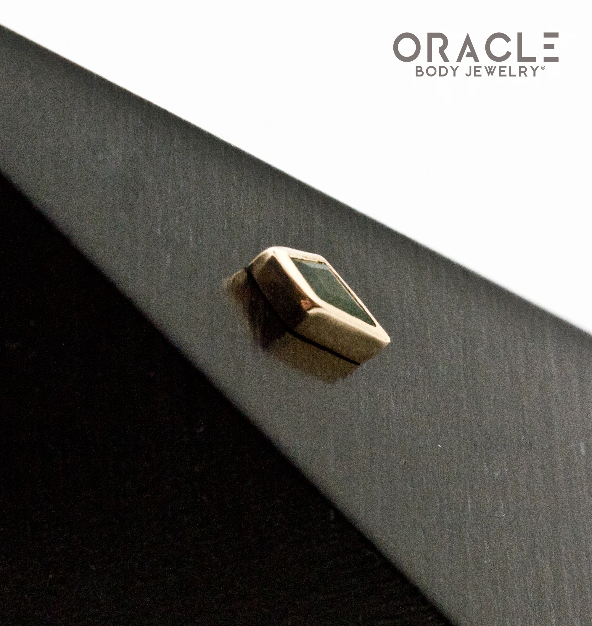 14k Yellow Gold Moss Agate Drift Threadless End - Image 3