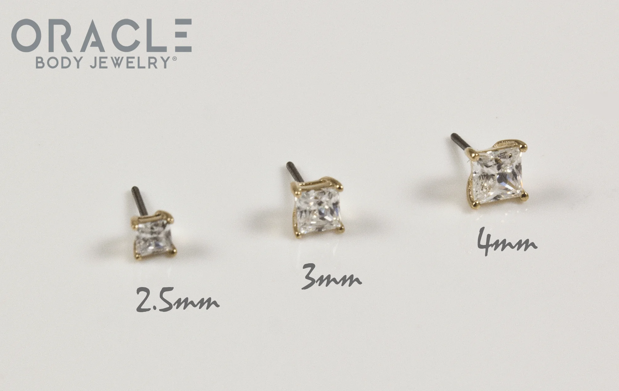 14k Yellow Gold Princess Cut Prong Set CZ Threadless Ends - Image 4