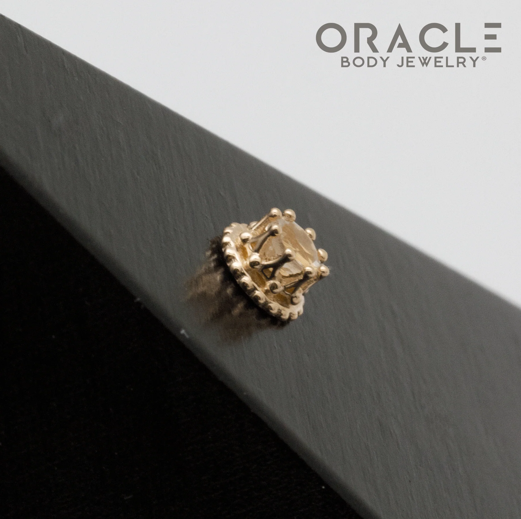14k Yellow Gold Rutilated Quartz Empress Threadless End - Image 3