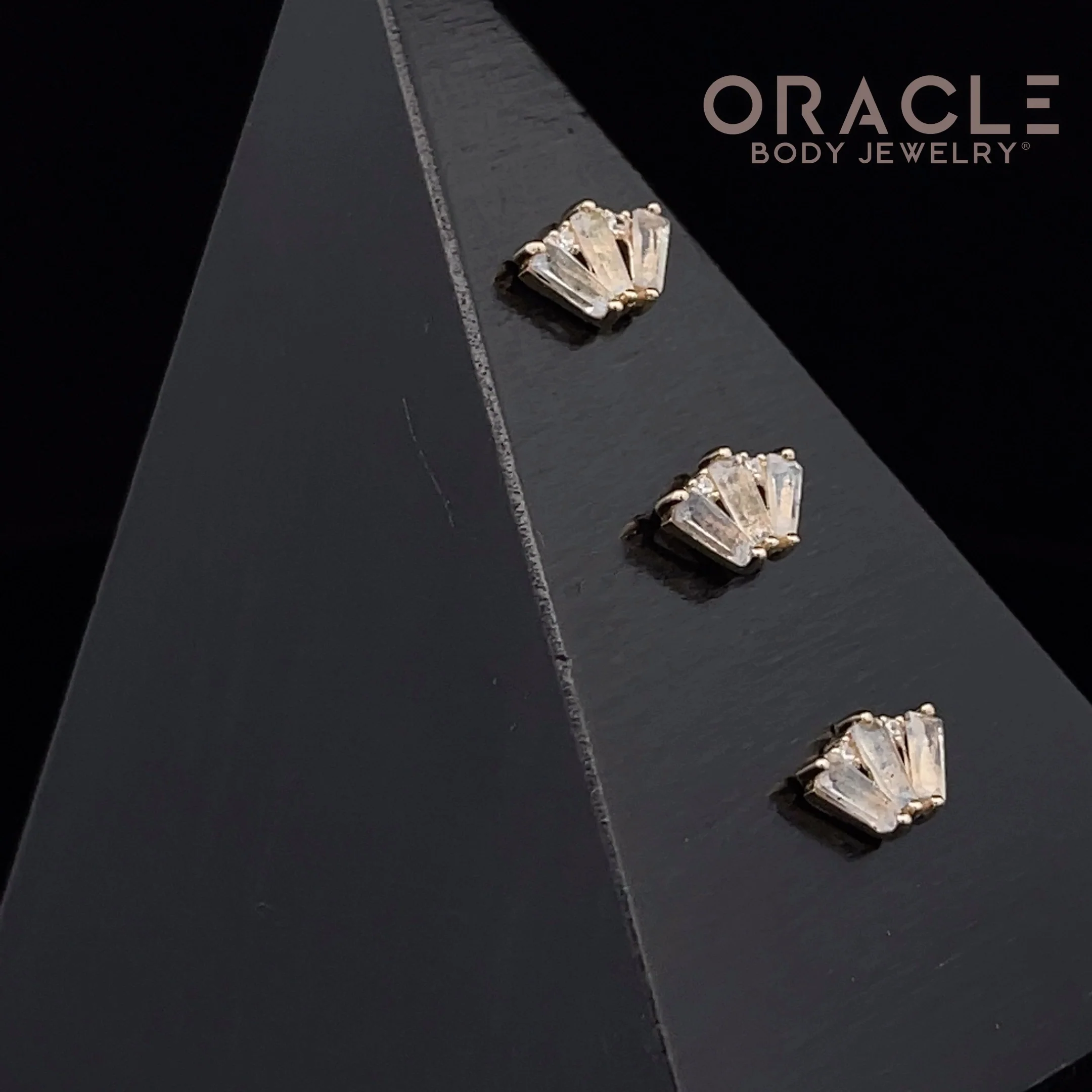 14k Yellow Gold Triple Crown Labradorite and CZ Threadless End - Image 5