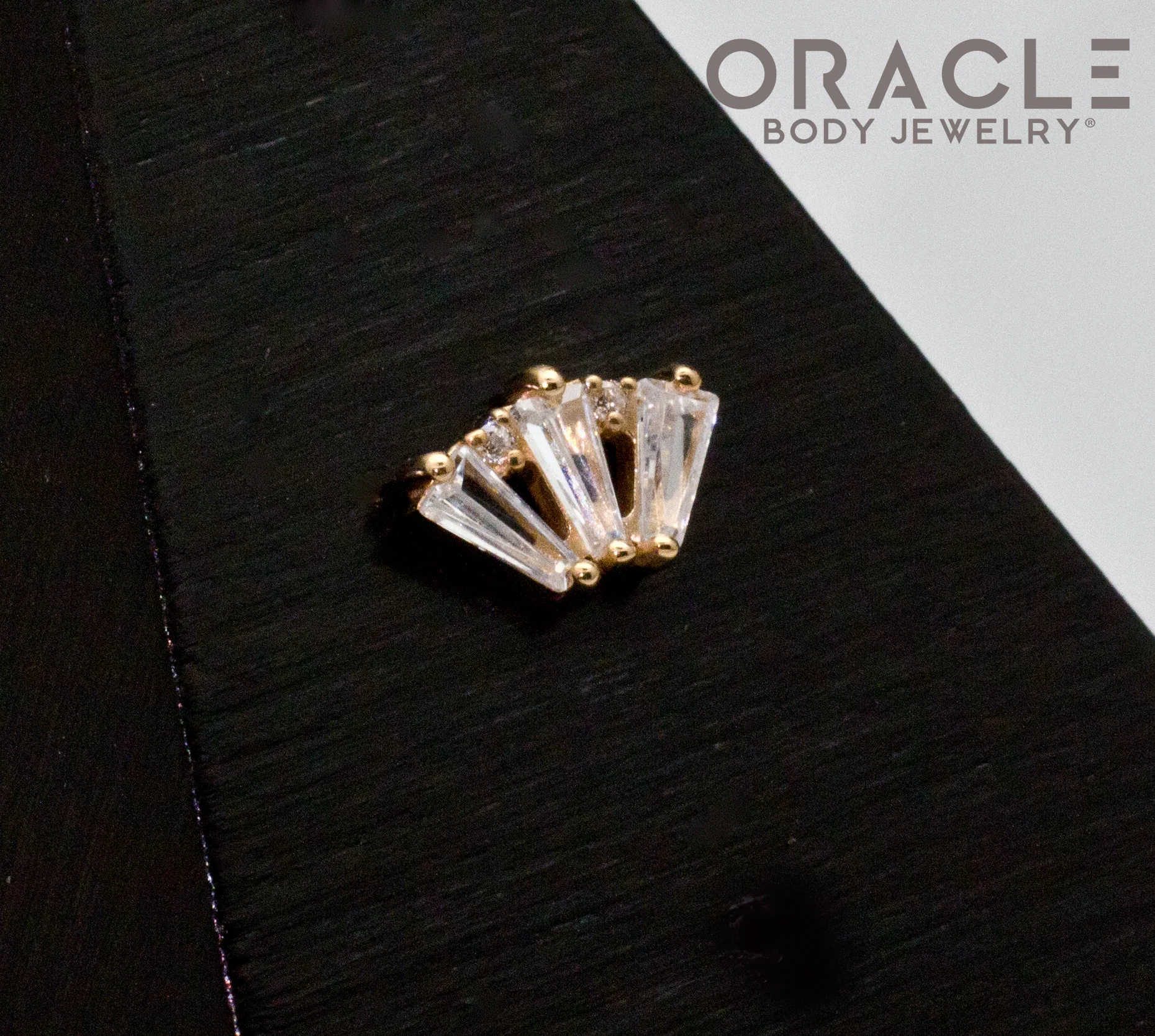 14k Yellow Gold Triple Crown CZ Threadless End - Image 2