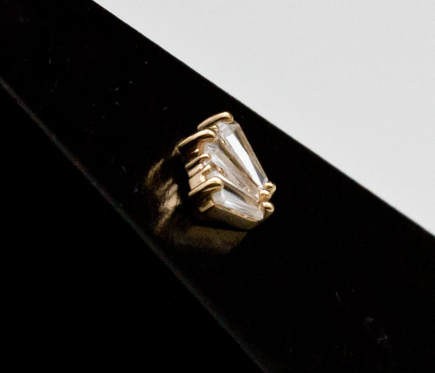 14k Yellow Gold Triple Crown CZ Threadless End - Image 3