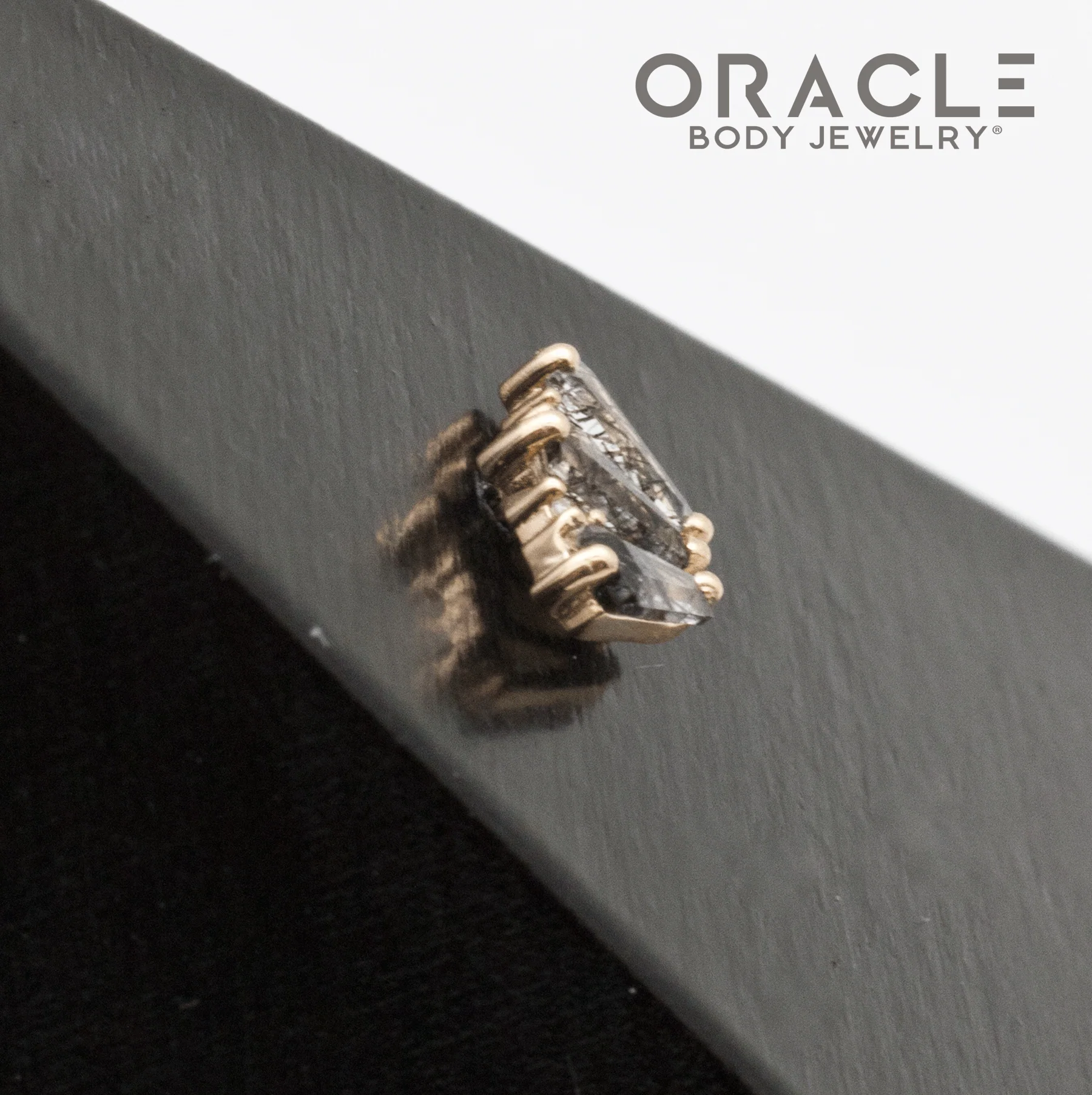 14k Yellow Gold Triple Crown Tourmalated Quartz and Diamonds Threadless End - Image 3