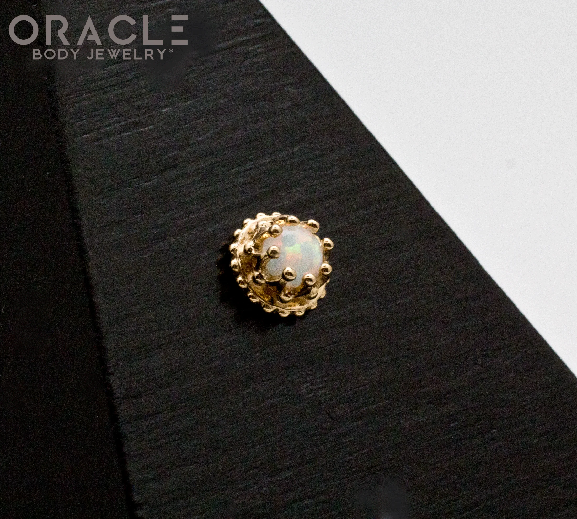14k Yellow Gold White Opal Empress Threadless End - Image 2