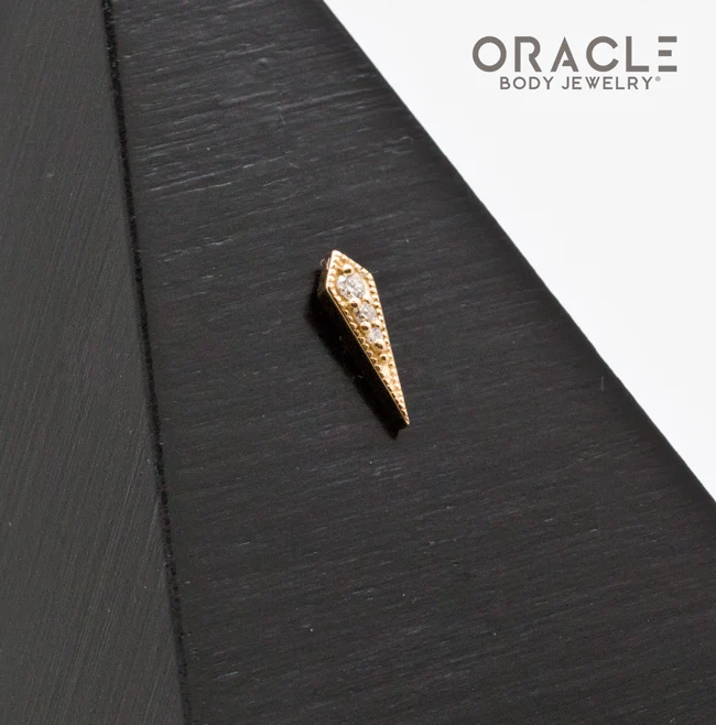 14K Gold Milgrain Cutlass with Diamonds Threadless End - Image 2