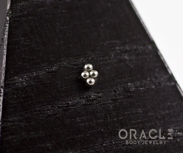 14k White Gold 4 Bead Mini Cluster Threadless End - Image 2