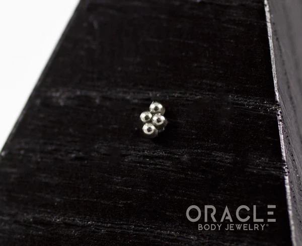 14k White Gold 4 Bead Mini Cluster Threadless End - Image 3