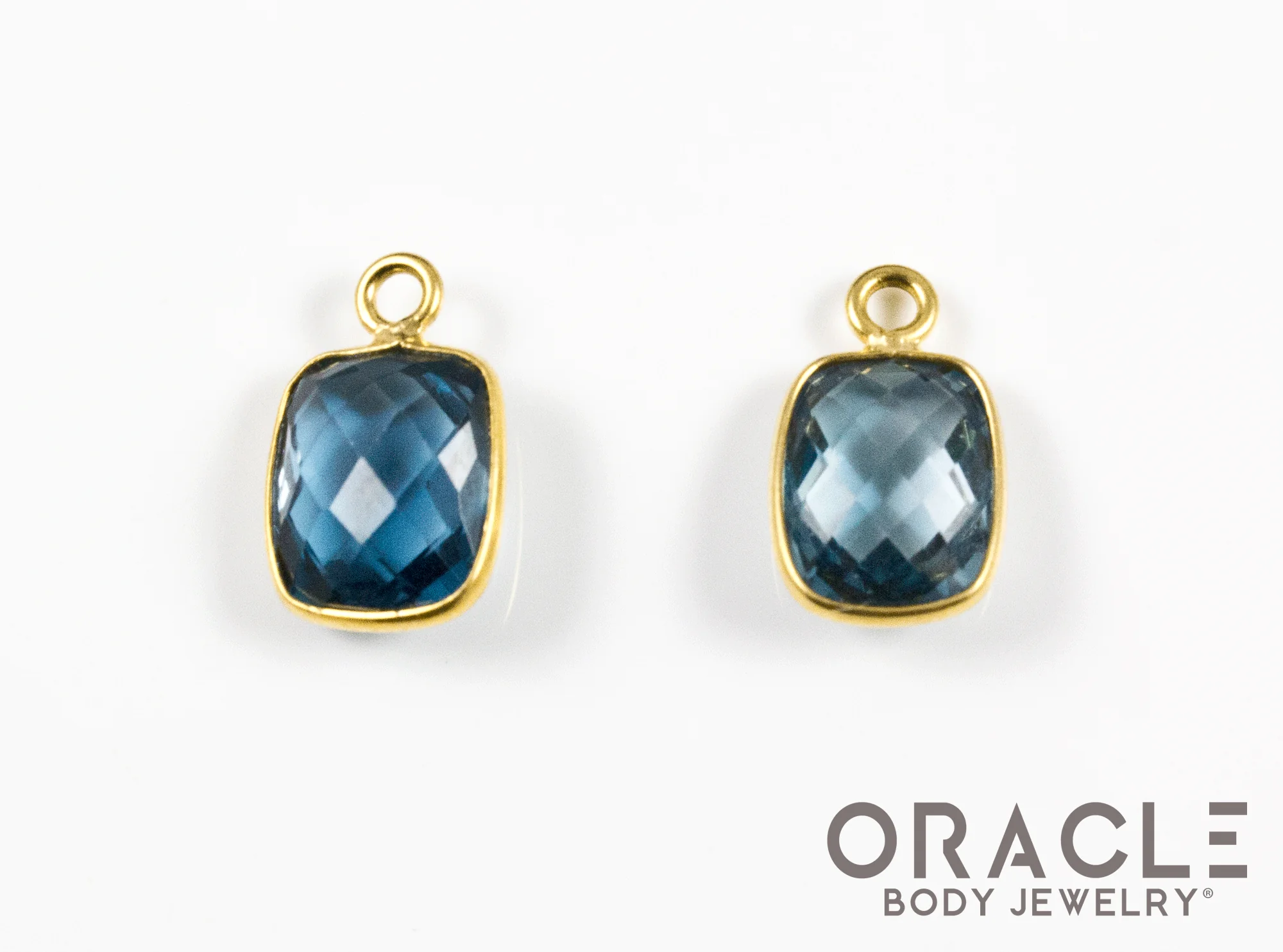 18k Yellow Gold Faceted London Blue Topaz Charms - Image 2
